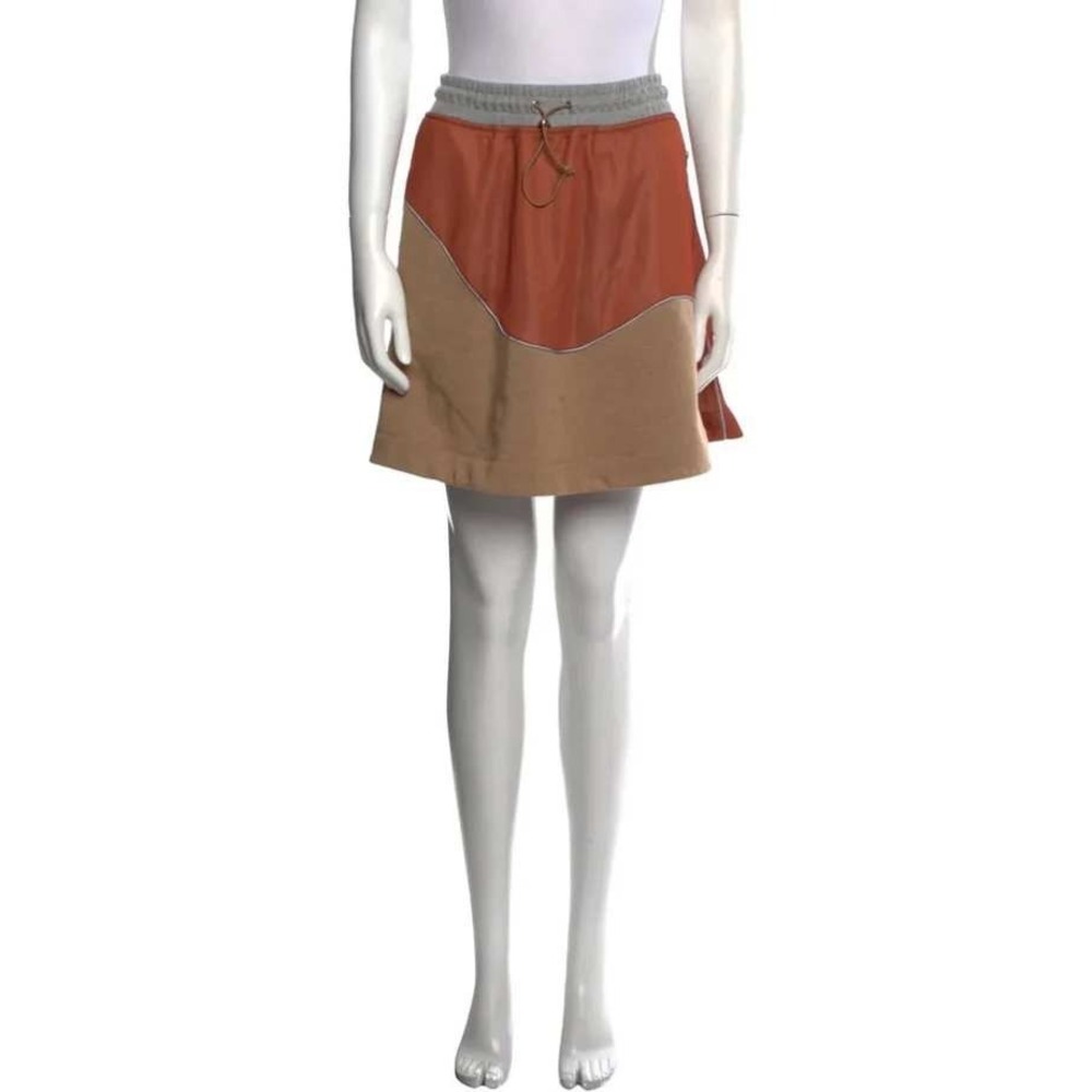 Ganni Mini Skirt Women S Orange Tan Excellent Colorblock Drawstring Sporty